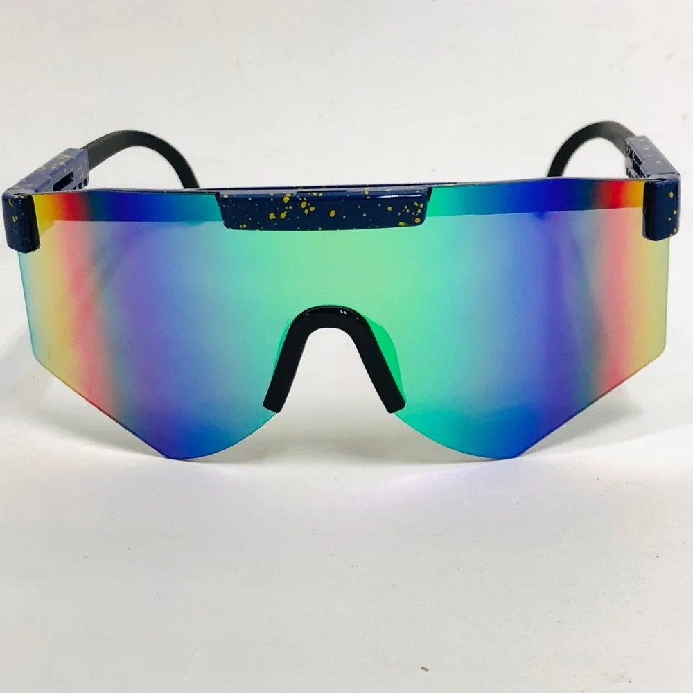 Mirrored Women Sunglasses Blue Green Mirror Lens Splatter Paint Sporty‎ Lentes